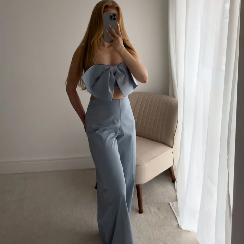 Zara satin effect bow crop top - Picture 2 of 8